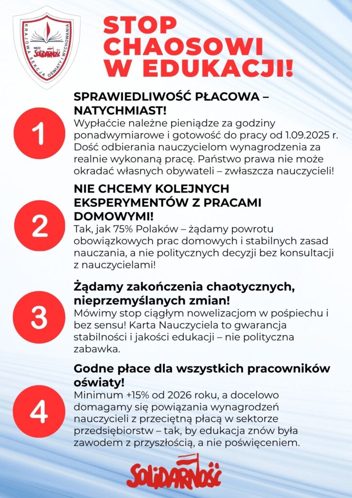 Ulotki w szkołach w całej Polsce – 17 listopada rusza akcja KSOiW NSZZ „Solidarność”